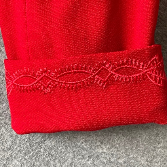 Griffith Gray St John Red Wool Blazer Detailed Collar Cuffs Size 6 Made in Italy - Picture 6 of 11